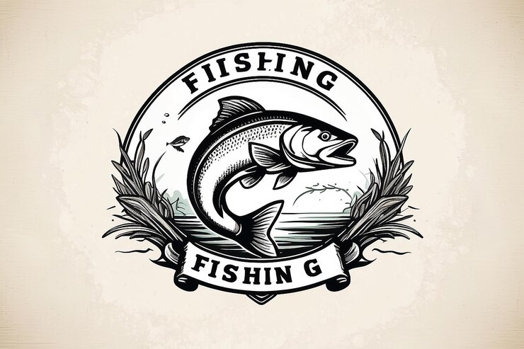 Foto modelo de logotipo de pesca desenhado à mão