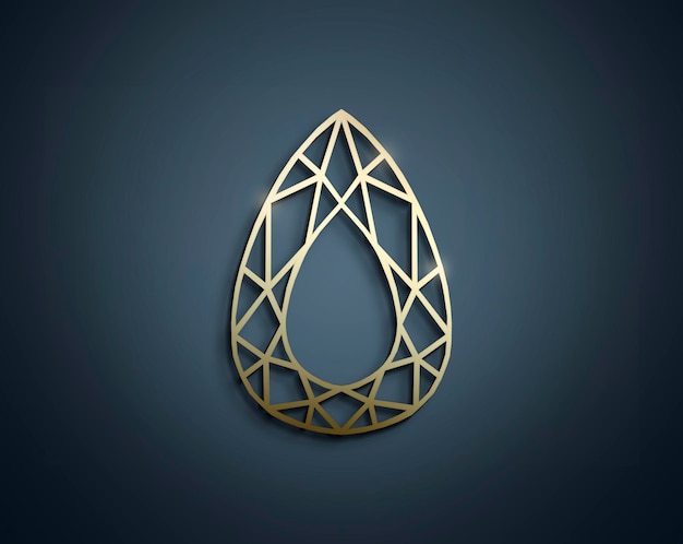 Foto modelo de luxo abstrato com forma delineada de diamante de ouro