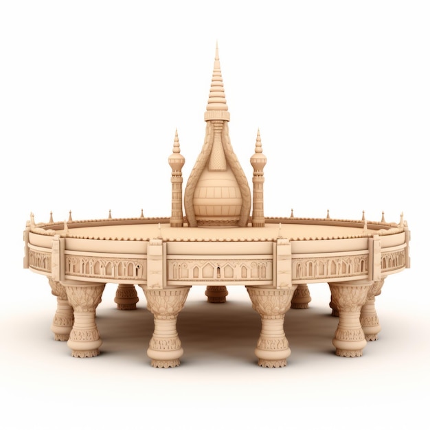 Modelo de madeira 3D do Templo Tao San de estilo vitoriano futurista com poderoso simbolismo