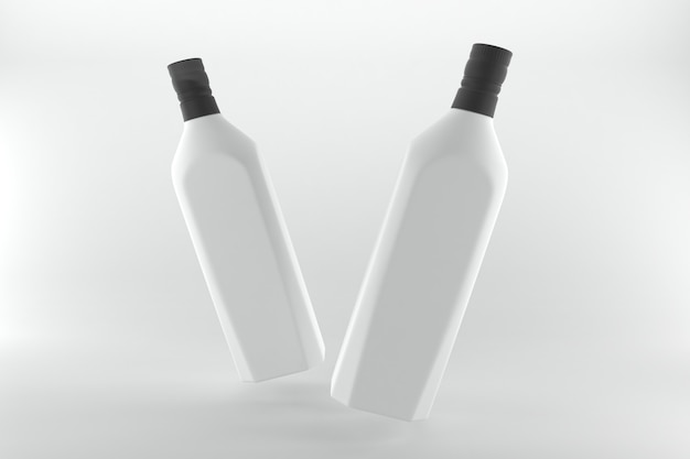 Modelo de maquete de garrafas renderizadas em 3D