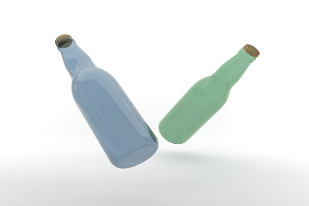 Modelo de maquete de garrafas renderizadas em 3D