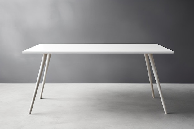 Foto modelo de mesa branca isolado em renderização 3d cinza claro