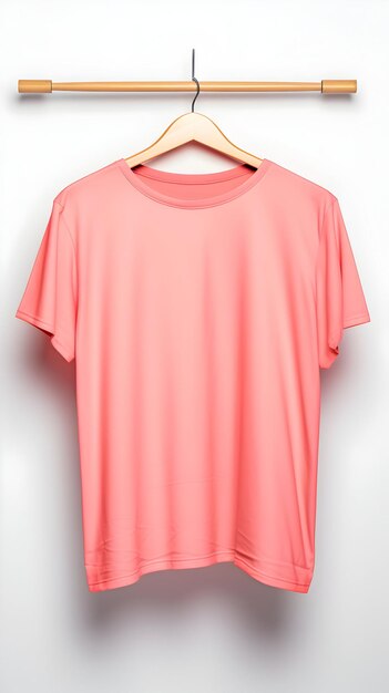 Foto modelo de moda camiseta rosa em branco