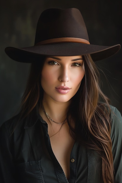 Modelo de moda com chapéu bela garota elegante em vestido de moda