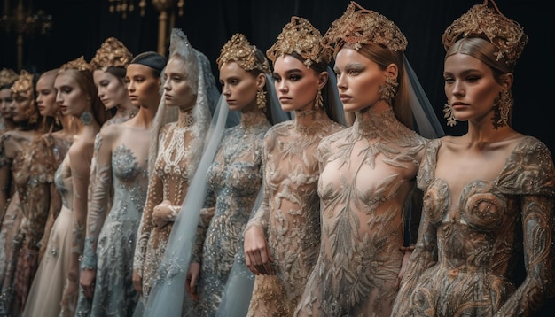 Modelo de moda mostrando vestido elegante em boutique gerado por IA