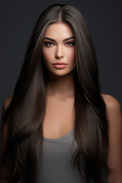 Cabelo Longo. Modelo De Mulher Bonita Com Cabelo Liso Liso Liso