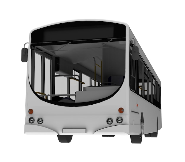 Modelo de ônibus branco da cidade. transporte de passageiros. ilustração 3d