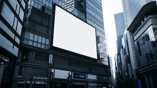 Modelo de outdoor branco vazio em um cenário de cidade moderna