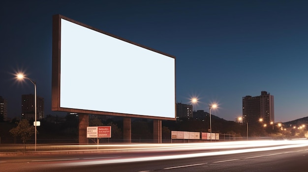 Foto modelo de outdoors em branco à noite modelo de cartaz publicitário modelo super realista