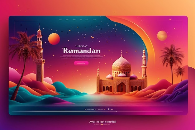 Modelo de página de destino de ramadan de gradiente vetorial gratuito