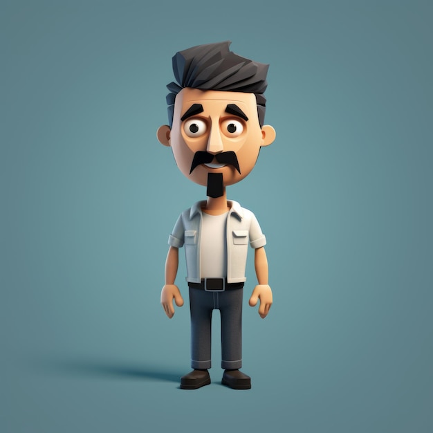 Modelo de personagem 3D minimalista de John com bigode