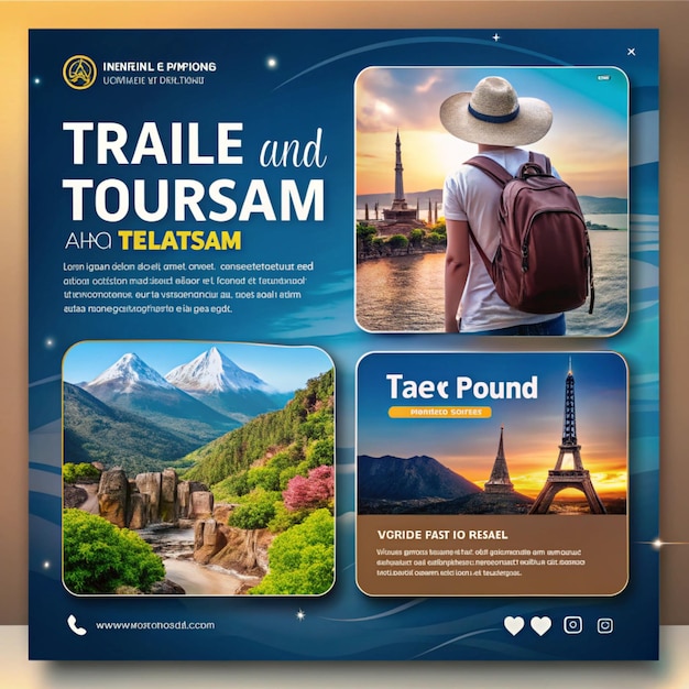 Modelo de postagem de Instagram ou de mídia social de viagens e turismo