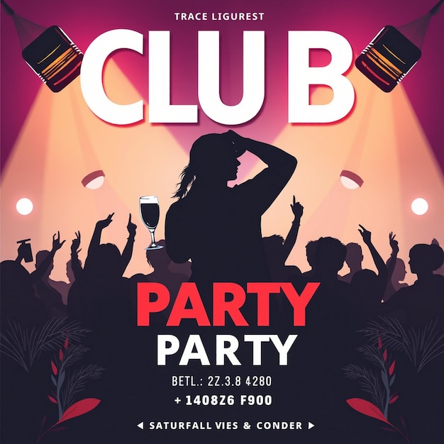 Modelo de postagem de mídia social do flyer da festa do clube