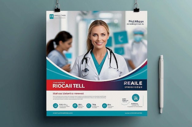 Modelo de postagem de mídia social médica Modelo de banner de saúde para mídia social Modelo de panfleto quadrado médico