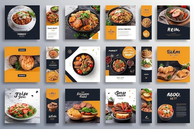 modelo de postagem de mídia social para promoção de alimentos simples quadro de banner ilustração vetorial