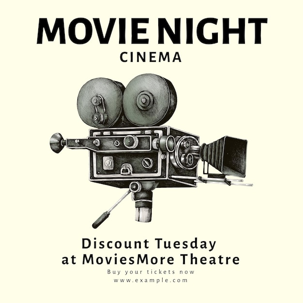 Modelo de postagem do Instagram da noite de cinema