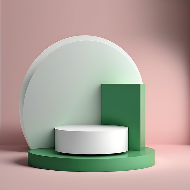 Modelo de produto de exibição de pódio 3D branco rosa e verde