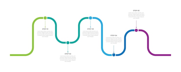 Modelo de projeto de roteiro infográfico Calendário de negócios de 5 eventos importantes de negócios apresentação anual de negócios Ilustração vetorial