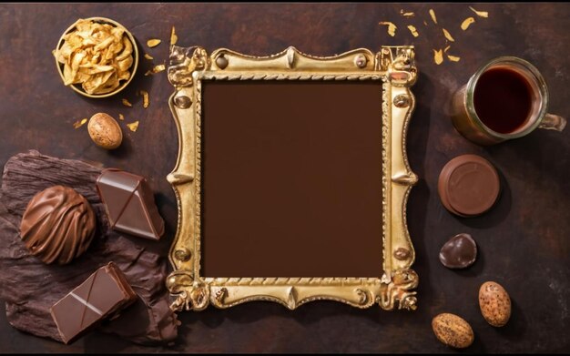 Foto modelo de quadro com fundo de chocolate