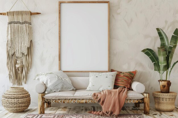 Foto modelo de quadro de cartaz em estilo boho nômade criado com ia gerativa