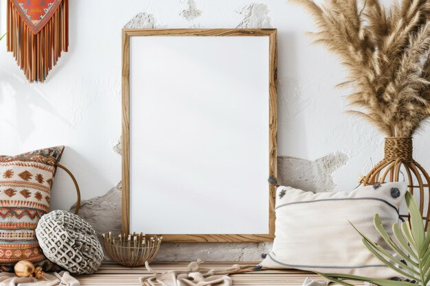 Foto modelo de quadro de cartaz em estilo boho nômade criado com ia gerativa