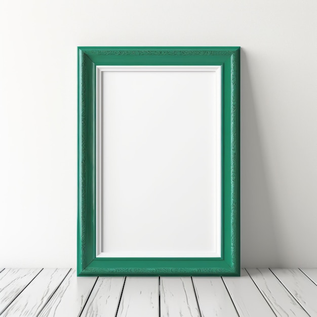 Foto modelo de quadro de imagem verde vazio altamente detalhado em fundo branco