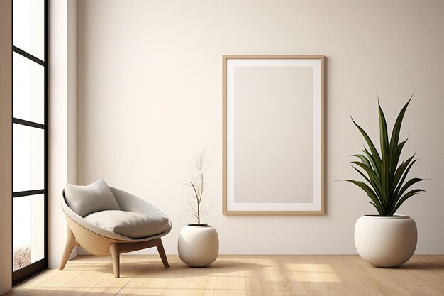 Modelo de Quadro de Poster Minimalista Indoor criado com IA Gerativa