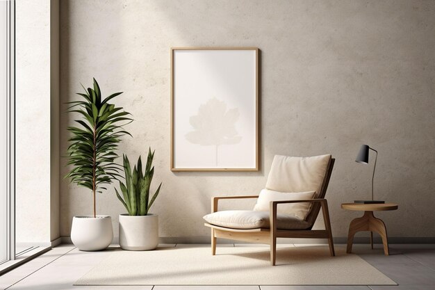 Modelo de Quadro de Poster Minimalista Indoor criado com IA Gerativa