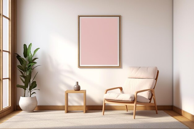 Modelo de Quadro de Poster Minimalista Indoor criado com IA Gerativa