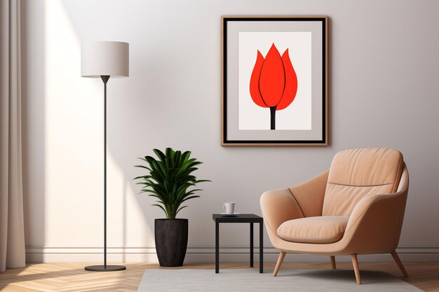 Modelo de Quadro de Poster Minimalista Indoor criado com IA Gerativa