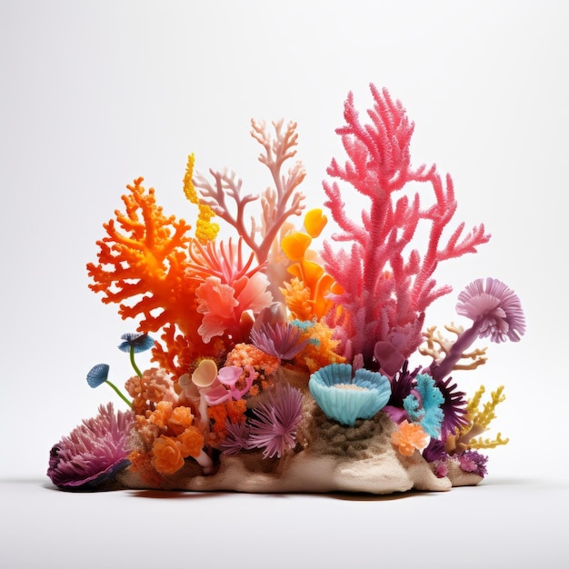 Modelo de recife de coral vibrante em fundo branco