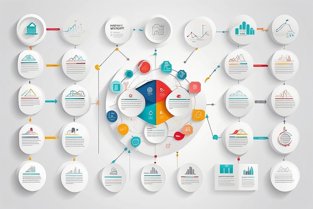 Foto modelo de relatório infográfico vetorial feito a partir de linhas e ícones