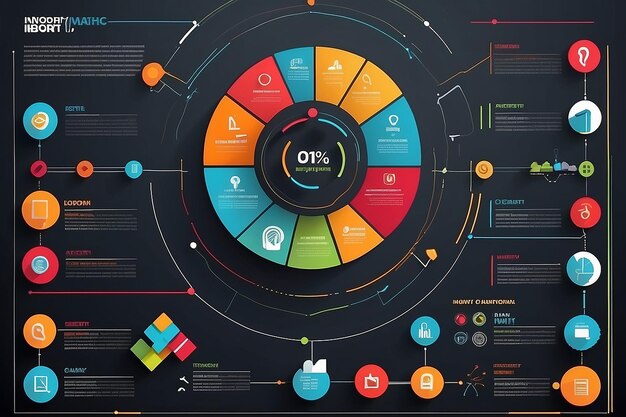 Foto modelo de relatório infográfico vetorial feito a partir de linhas e ícones