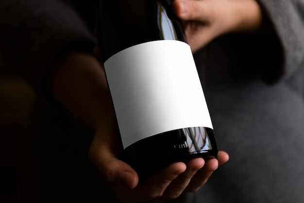 Modelo de rótulo png de garrafa de vinho design transparente