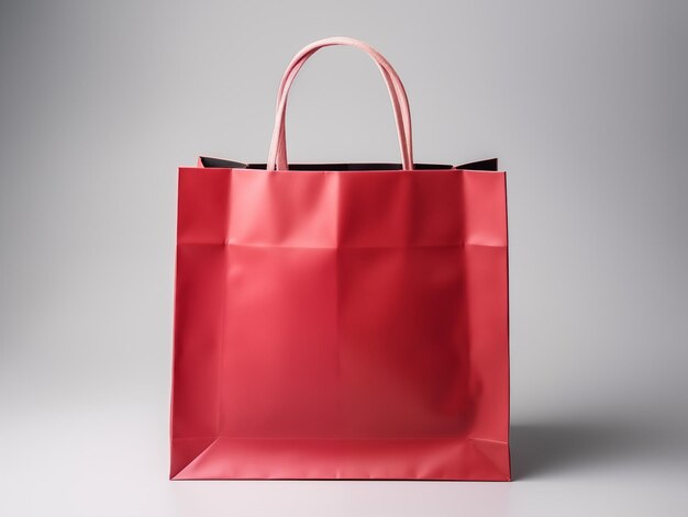 Modelo de saco de compras de papel vermelho vazio isolado