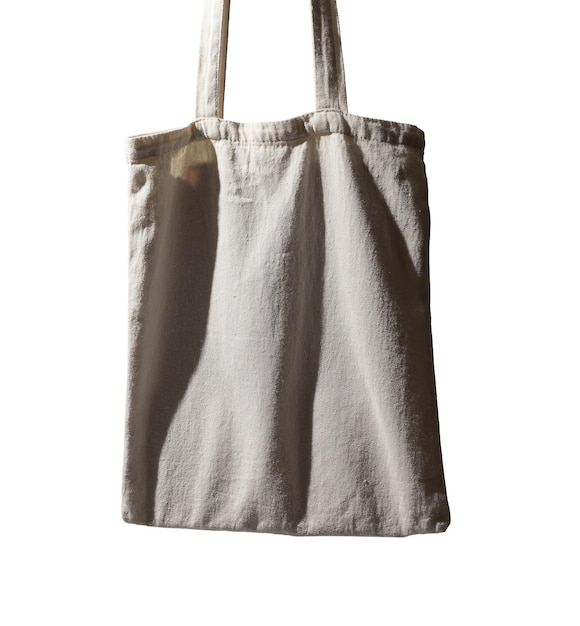 Foto modelo de saco tote isolado em fundo branco comprador pendurado