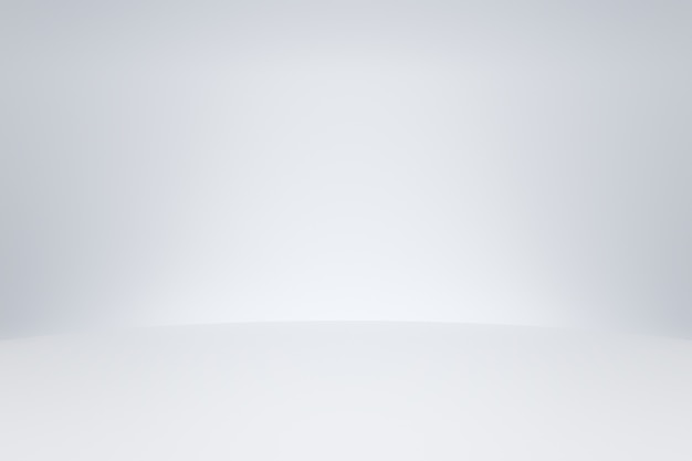 Modelo de sala de estúdio branco sobre fundo vazio com conceito moderno. Cenários de exibição de produtos para design. Renderização em 3D.