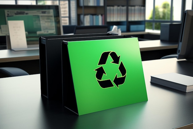 Modelo de símbolo de reciclagem em embalagens ecológicas