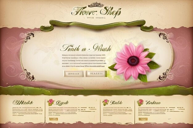 modelo de site para loja de flores e loja da web os efeitos esfregados usados estão em camadas diferentes