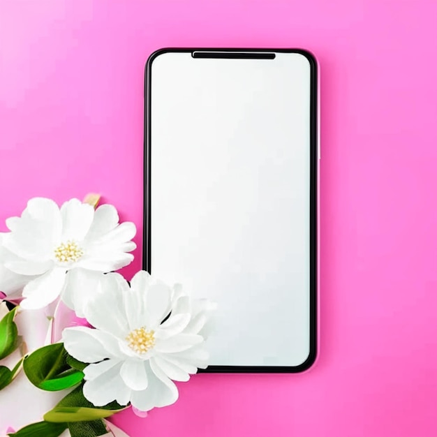 Modelo de smartphone com flores brancas