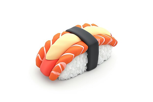 modelo de sushi em miniatura 3D em fundo branco