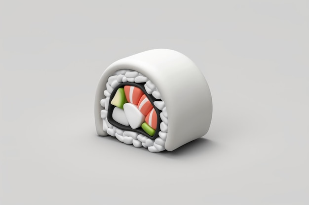 modelo de sushi em miniatura 3D em fundo branco