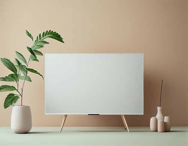 Modelo de tela de TV em branco minimalista moderno simples e criado com IA generativa