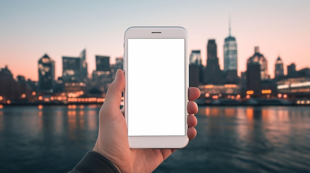 Foto modelo de telefone de tela branca em branco