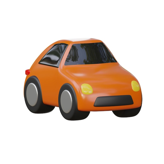 Modelo de transporte de carro de desenho animado laranja 3D