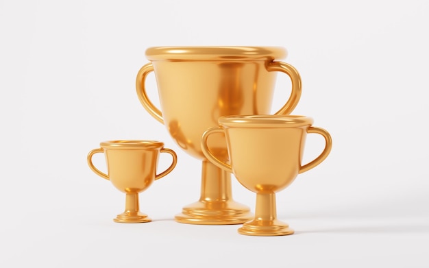 Modelo de troféu de ouro renderização em 3d Desenho digital