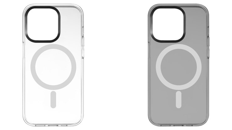 Foto modelo de uma caixa de telefone de proteção transparente