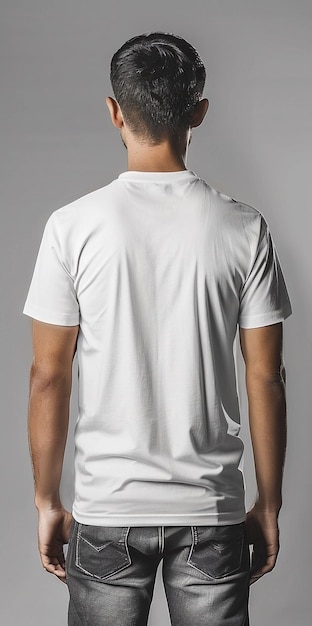 Modelo de uma camiseta branca masculina