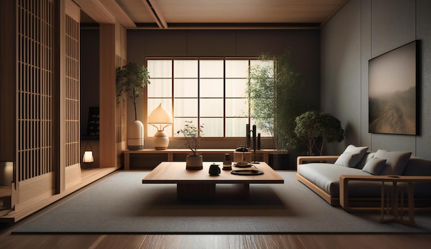 Modelo de uma sala de estar moderna