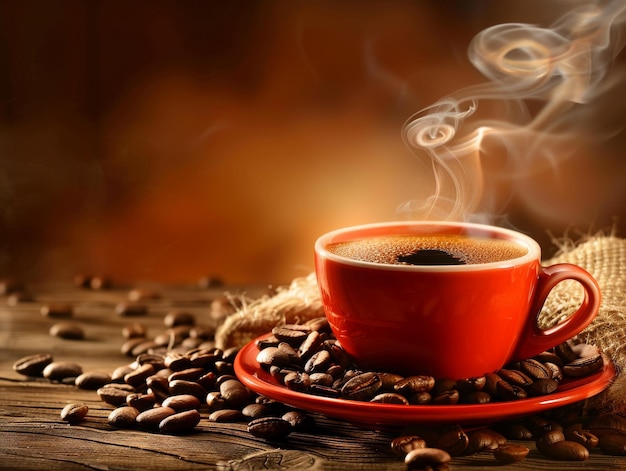 Modelo de uma xícara de café cheia de café quente